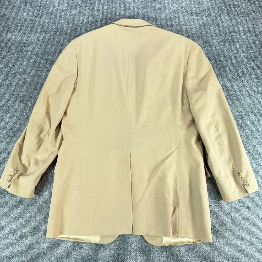 VTG Nordstrom Mens Tan Virgin Wool Blazer Sport Coat Union Made USA Beige 42R